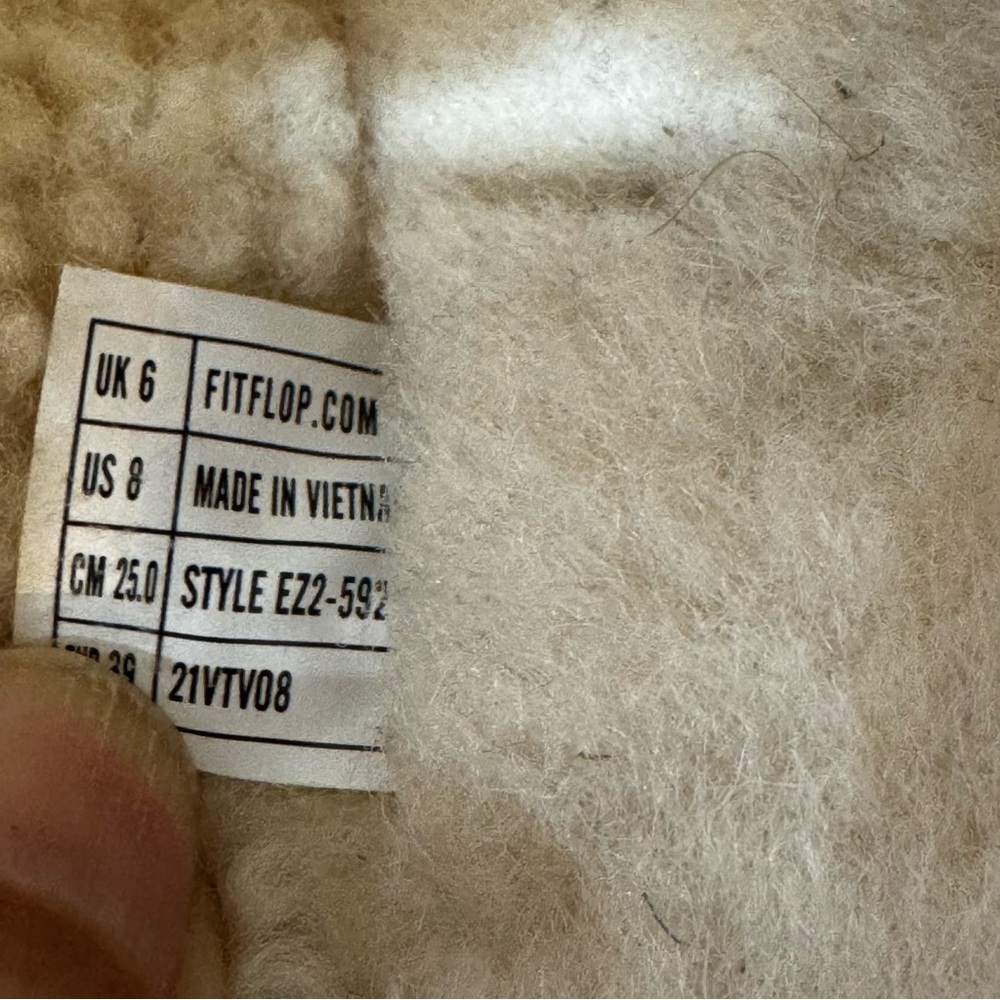 FitFlop Shuv Two-Bar Shearling Suede Slides Tan size 8 - Picture 3 of 9